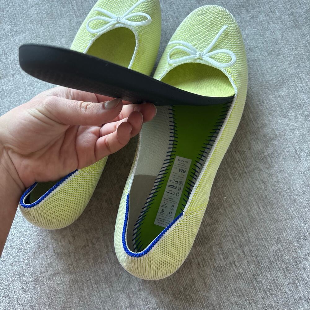 Rothy's The Ballet Flat in Chartreuse - Picture 8 of 9
